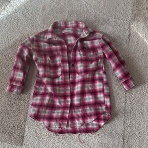Zara Kids Pink and Gray Plaid Button Down Shirt